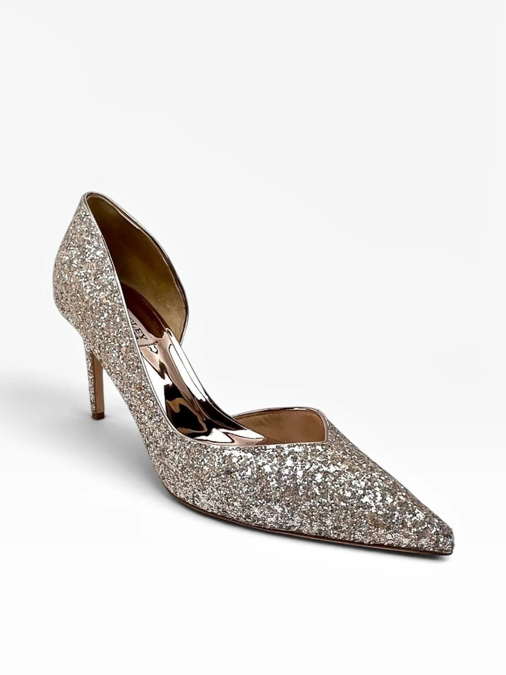 Badgley Mischka Glitter Pointed Toe Heels Silver US 9